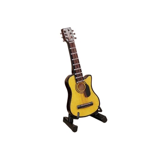 Miniatur Musikinstrument Modell Miniatur-Akustikgitarre Gelb Modell-Replik Mini-Musikinstrument Ornamente Geschenke von HJKLBGT