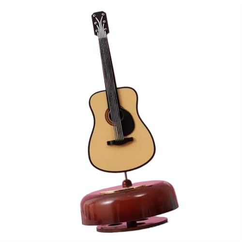 Miniatur Musikinstrument Modell Miniatur-Gitarrenmodell-Spieluhr Replik Mini-Violine Harfe Spieldosen Musikinstrument-Ornamente(Guitar) von HJKLBGT