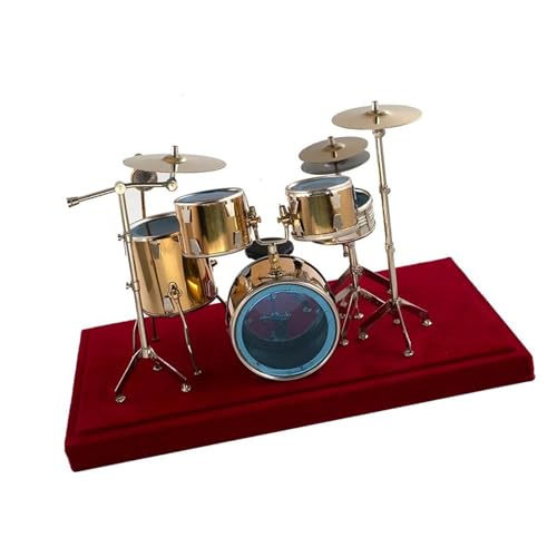 Miniatur Musikinstrument Modell Miniatur-Jazz-Schlagzeug-Modell Mini-Mikrofon Becken Musikinstrument Zubehör Dekoration(18x13x13cm) von HJKLBGT