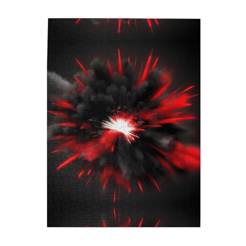 Explosion Burst Red Black Customized Picture Puzzle - 500 Teile Puzzle für Erwachsene - Unterhaltsames Lustiges Puzzle - 500 Teile Puzzles von HJLUUFT