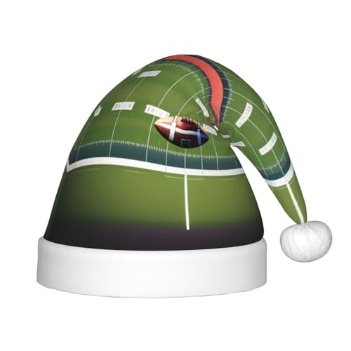 HJLUUFT American Football Feld- und Ball-Druck, Weihnachtsmannmützen für Weihnachten, Neujahr, Partyzubehör, Weihnachtsmütze von HJLUUFT