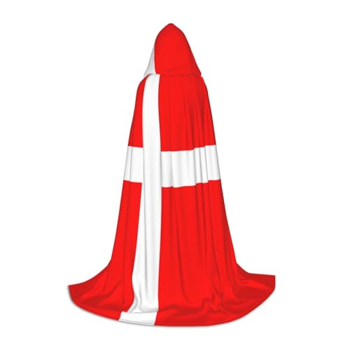 HJLUUFT Dänemark-Flagge, Halloween-Vampir-Umhang, Hexenkostüm und Cosplay-Kostüm, Unisex, festliches Geschenk von HJLUUFT