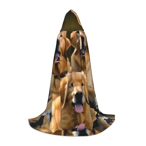 HJLUUFT Golden Retrievers Kapuzenumhang für Teenager, Halloween, langer Umhang, Kostüm, Maskerade-Kleid, Cosplay-Kostüm von HJLUUFT