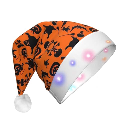 HJLUUFT Halloween-Weihnachtsmannmütze, Weihnachtsmütze für Erwachsene mit buntem LED-Lichtstreifen, Weihnachtsdekoration, Hüte für Weihnachtsdekoration von HJLUUFT