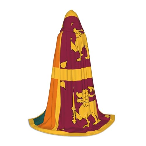 HJLUUFT Hexenumhang mit Sri Lanka-Flagge, Halloween, Kapuzenumhang, Königin, König, Robe, Outfit, Renaissance, Mittelalter Kostüm von HJLUUFT