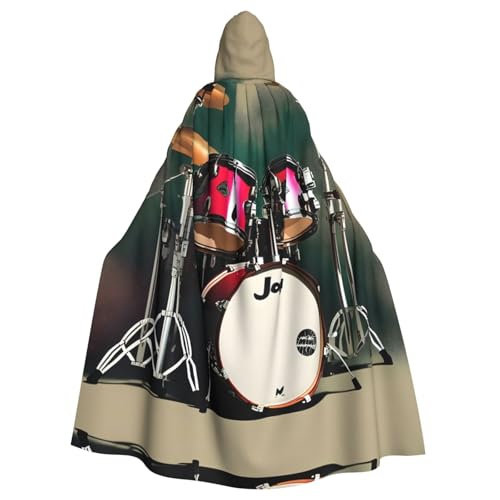 HJLUUFT Jazz-Trommel-Druck, Kapuzenumhang, Mittelalter-Kostüm, Halloween, Halloween, Weihnachten von HJLUUFT