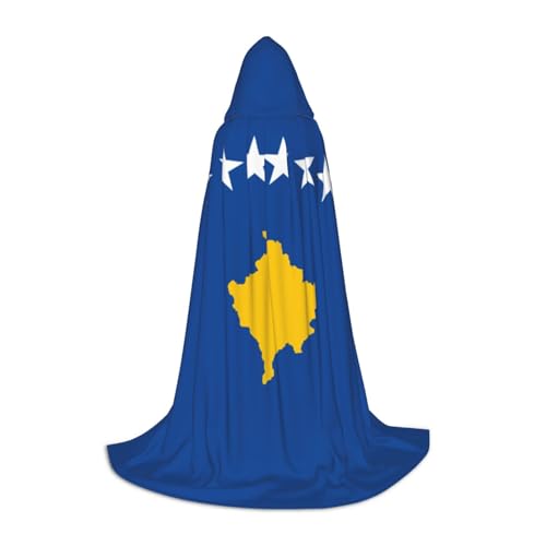 HJLUUFT Kapuzenumhang mit Flagge des Kosovo, Renaissance, für Damen und Herren, mittelalterliches Ritter-Outfit, Gothic, Uni von HJLUUFT