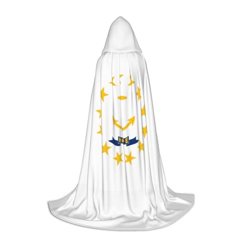 HJLUUFT Kapuzenumhang mit Rhode Island-Staatsflagge, Renaissance-Umhang für Damen und Herren, mittelalterliches Ritter-Outfit, Gothic, Uni von HJLUUFT