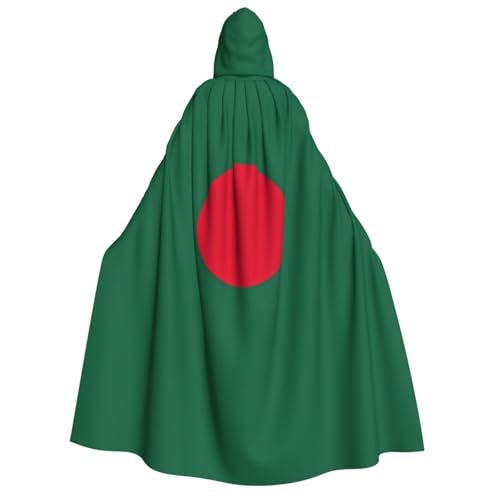 HJLUUFT Langer Kapuzenumhang mit Flagge von Bangladesch für Halloween, Weihnachten, Kostüme, Mittelalterliche Renaissance, Wikingerkönigs-Umhang von HJLUUFT