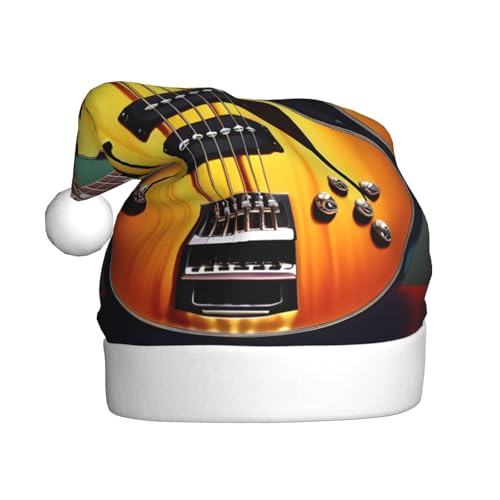 HJLUUFT Lustige Plüsch-Weihnachtsmütze für Erwachsene, Motiv: Gitarre, Bass, Musik, Musikinstrumente, Weihnachtsmannmütze, Weihnachtsmannmütze, Weihnachtsgeschenk, Partyzubehör von HJLUUFT