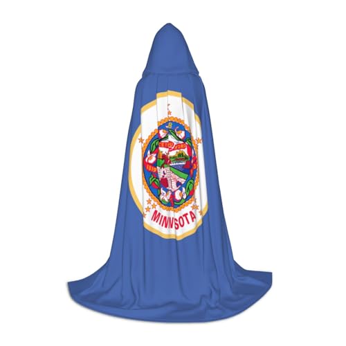 HJLUUFT Minnesota Kapuzenumhang mit Staatsflagge, Renaissance-Umhang für Damen und Herren, mittelalterliches Ritter-Outfit, Gothic, Uni von HJLUUFT