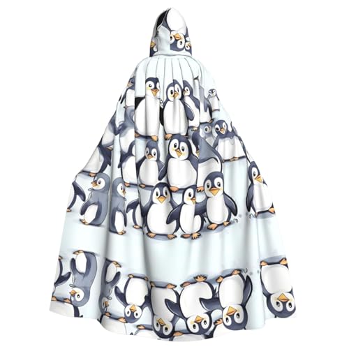 HJLUUFT Niedlicher Baby-Pinguin-Skizzen-Druck, Kapuzenumhang, Umhang, Mittelalter-Kostüm, Halloween, Halloween, Weihnachtskostüm von HJLUUFT