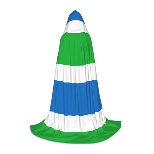 HJLUUFT Sierra Leone Flagge, Kapuzenumhang, Halloween, langer Umhang, Kostüm, Maskerade-Kleid, Cosplay-Kostüm von HJLUUFT