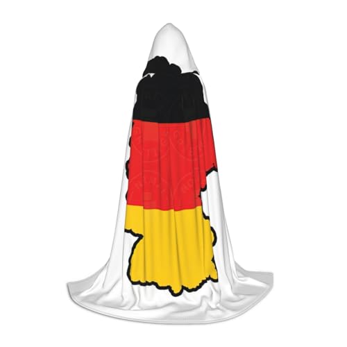 HJLUUFT Umhang mit deutscher Flagge, Renaissance, Kapuzenumhang, Halloween, Mittelalter-Kostüm, Cosplay, langer Umhang für Damen und Herren von HJLUUFT