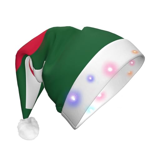 HJLUUFT Weihnachtsmütze mit Algerien-Flagge und buntem LED-Lichtstreifen, Weihnachtsdekoration, Hüte für Weihnachten von HJLUUFT