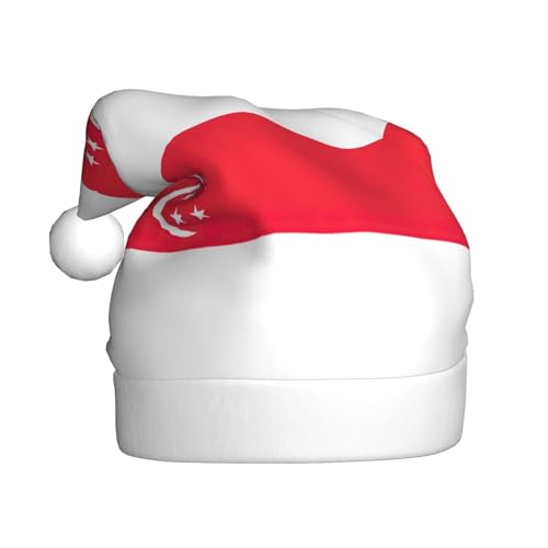 HJLUUFT Weihnachtsmütze mit Singapur-Flagge, für Männer und Frauen, Weihnachtsmannmütze, Erwachsene, Weihnachtsmütze, Partyzubehör von HJLUUFT