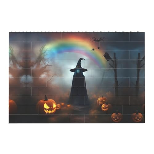 Halloween-Geister-Hexe, Baustein, rechteckiger Baustein, personalisierbares Ziegel-Puzzle, neuartiges Ziegel-Puzzle, Geburtstag von HJLUUFT