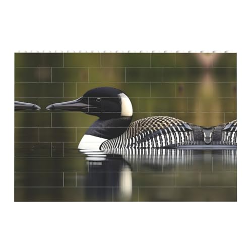 Loon Nature Bird Fun decorations Hanging accessories Building bricks puzzle rectangle holiday birthday gift von HJLUUFT