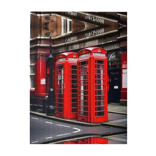 Phone Booth London Street Customized Picture Puzzle - 500 Teile Puzzle für Erwachsene - Unterhaltsames Lustiges Puzzle - 500 Teile Puzzles von HJLUUFT