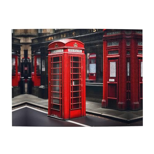 Red Phone Booth London Street Unleash Your Inner Genius - Bilderpuzzle Extravaganza, 500 Teile Puzzle für Erwachsene Kinder, Lustig, Puzzle von HJLUUFT