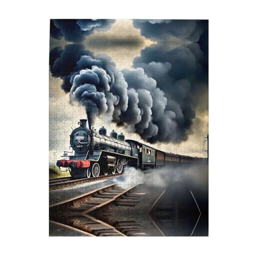 Steam Train Clouds Customized Picture Puzzle - 500 Teile Puzzle für Erwachsene - Unterhaltsames Lustiges Puzzle - 500 Teile Puzzles von HJLUUFT