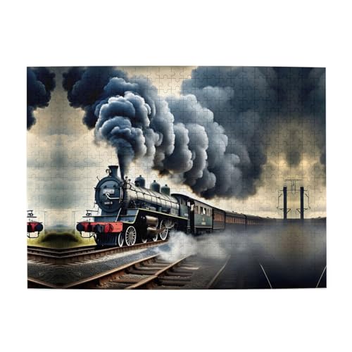 Steam Train Clouds Unleash Your Inner Genius - Picture Puzzle Extravaganza, 500 Teile Puzzle für Erwachsene Kinder, Lustig, Puzzle von HJLUUFT