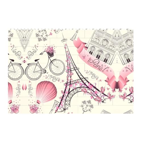 The Paris Tower and a Bicycle Fun decorations Hanging accessories Building bricks puzzle rectangle holiday birthday gift von HJLUUFT