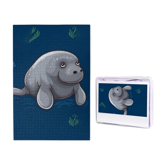 Manatee Puzzles 1000 Teile Holzpuzzle Personalisiertes Fotopuzzle für Erwachsene Bilderpuzzle Benutzerdefiniertes Puzzle Hochzeitspuzzle für Geburtstag Valentinstag Jahrestag von HJRT