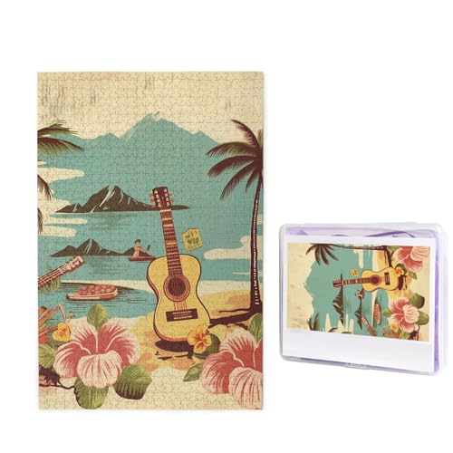 Vintage Hawaii Puzzles 1000 Teile Holzpuzzle Personalisiertes Fotopuzzle für Erwachsene Bilderpuzzle Benutzerdefiniertes Puzzle Hochzeitspuzzle für Geburtstag Valentinstag Jahrestag von HJRT