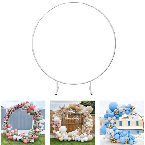 Ballon Arch Metallständer Bogen, Eisen Hochzeitsbogen, Ballonbogen Gestell Mit Fuß,Runder Ring Ballonbogen Kit, Blumen Deko Für Geburtstag Party, Hochzeit, Weihnachten(White,180cm) von HJXGQJM