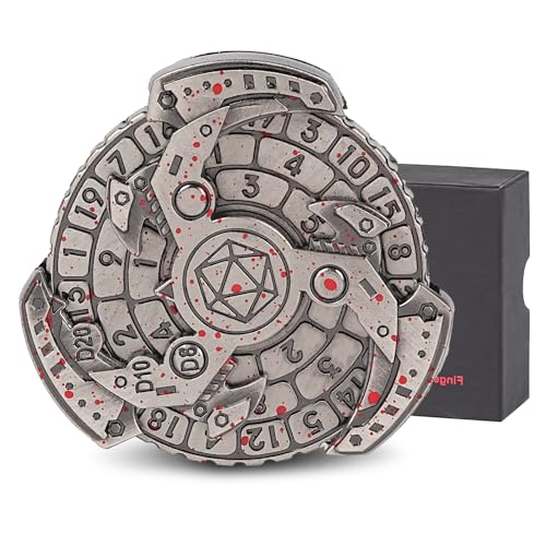 7 in 1 DND Würfel Spinner Roulette Würfel Fingerspitze Kreisel Dungeons und Dragons Metall Würfel Starter Set mit Geschenkbox Spinning Games, Rotierendes Fidget Würfel Set für RPG MTG Tischspiele von HKDZ