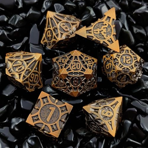 HKDZ 7-teiliges DND-Würfel-Set in Antikgold, polyedrisches DND-Würfel-Set für Rollenspiele wie Dungeons and Dragons Dice MTG Pathfinder von HKDZ