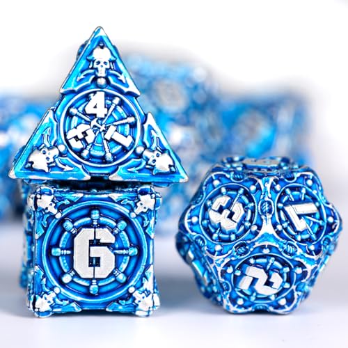 HKDZ DND-Würfel-Set aus Metall, polyedrische RPG-DND-Würfel, D&D-Würfel für Rollenspiele, Tischspiele, Dungeons and Dragons, MTG, Pathfinder, D&D-Würfel-Set, bunt, 7-teilig von HKDZ