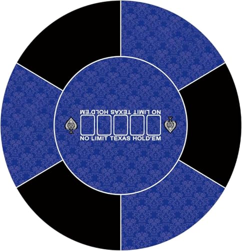 Pokermatte, professionelle runde Pokermatte for Texas Holdem mit Tragetasche, tragbare Pokertischplatte mit Art-Deco-Layout-Druck, tragbare professionelle Pokermatte(Blue,L) von HKHKH