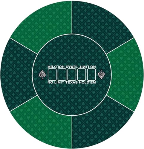 Pokermatte, professionelle runde Pokermatte for Texas Holdem mit Tragetasche, tragbare Pokertischplatte mit Art-Deco-Layout-Druck, tragbare professionelle Pokermatte(Green,L) von HKHKH