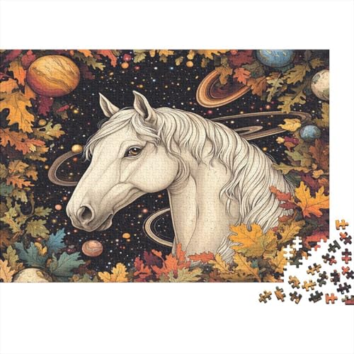 Puzzle 1000 Teile,Puzzle Erwachsene, Impossible Puzzle, Familienherausforderungsspiel, Holz Puzzle Ahornblatt Pferd Puzzle Tiere 1000pcs 75x50cm Wanddekoration Puzzle von HKHKSJJF