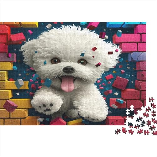 Puzzle 1000 Teile,Puzzle Erwachsene, Impossible Puzzle, Familienherausforderungsspiel, Holz Puzzle Bichon Frise Puzzle Niedlich 1000pcs 75x50cm Wanddekoration Puzzle von HKHKSJJF