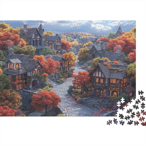 Puzzle 1000 Teile,Puzzle Erwachsene, Impossible Puzzle, Familienherausforderungsspiel, Holz Puzzle Herbst Town Puzzle Landschaft 1000pcs 75x50cm Wanddekoration Puzzle von HKHKSJJF