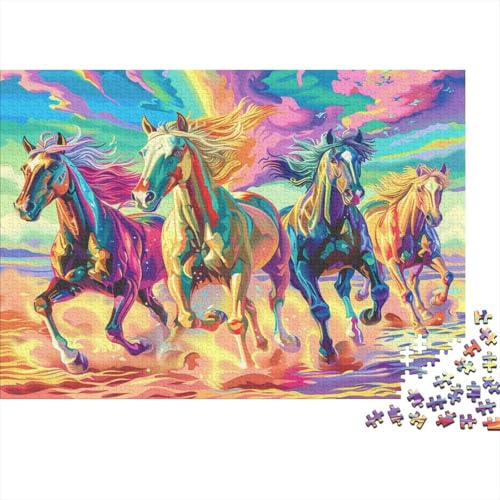 Puzzle 1000 Teile,Puzzle Erwachsene, Impossible Puzzle, Familienherausforderungsspiel, Holz Puzzle Laufende Pferde Puzzle Psychedelic 1000pcs 75x50cm Wanddekoration Puzzle von HKHKSJJF