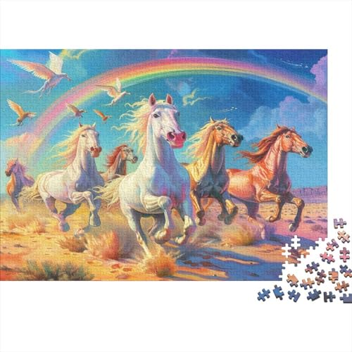 Puzzle 1000 Teile,Puzzle Erwachsene, Impossible Puzzle, Familienherausforderungsspiel, Holz Puzzle Laufende Pferde Puzzle Schön 1000pcs 75x50cm Wanddekoration Puzzle von HKHKSJJF