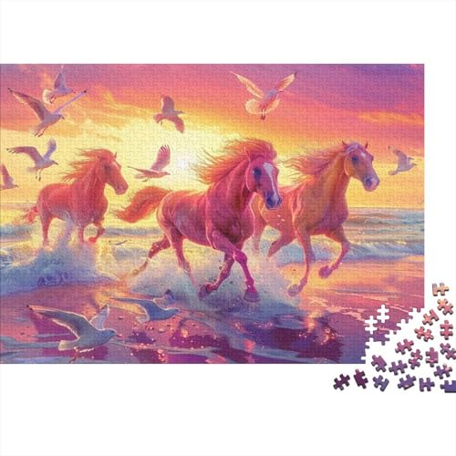 Puzzle 1000 Teile,Puzzle Erwachsene, Impossible Puzzle, Familienherausforderungsspiel, Holz Puzzle Pferde Rosa Puzzle Schön 1000pcs 75x50cm Wanddekoration Puzzle von HKHKSJJF