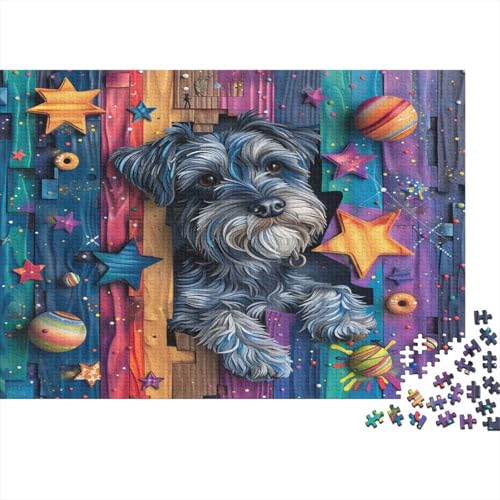 Puzzle 1000 Teile,Puzzle Erwachsene, Impossible Puzzle, Familienherausforderungsspiel, Holz Puzzle Schnauzer Puzzle Niedlich 1000pcs 75x50cm Wanddekoration Puzzle von HKHKSJJF