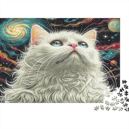 Puzzle 1000 Teile,Puzzle Erwachsene, Impossible Puzzle, Familienherausforderungsspiel, Holz Puzzle Space Cat Puzzle Niedlich 1000pcs 75x50cm Wanddekoration Puzzle von HKHKSJJF