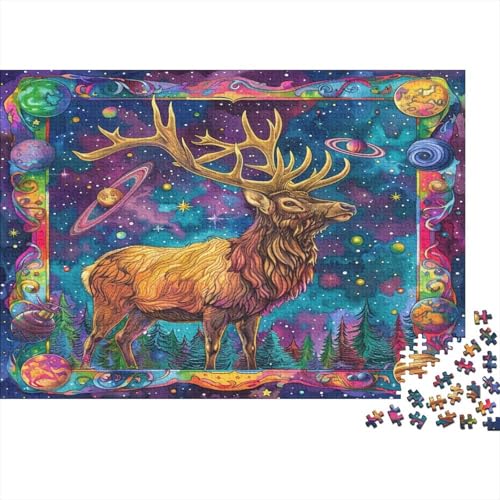 Puzzle 1000 Teile,Puzzle Erwachsene, Impossible Puzzle, Familienherausforderungsspiel, Holz Puzzle Weihnachten Elk Puzzle Psychedelic 1000pcs 75x50cm Wanddekoration Puzzle von HKHKSJJF