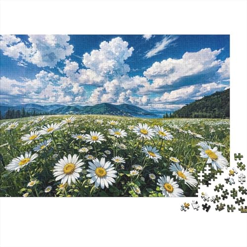 Puzzle 1000 Teile,Puzzle Erwachsene, Impossible Puzzle, Familienherausforderungsspiel, Holz Puzzle Weiße Gänseblümchen Puzzle Landschaft 1000pcs 75x50cm Wanddekoration Puzzle von HKHKSJJF