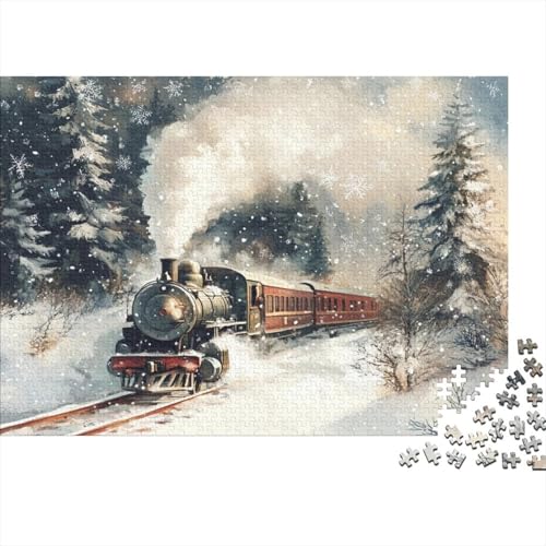 Puzzle 1000 Teile,Puzzle Erwachsene, Impossible Puzzle, Familienherausforderungsspiel, Holz Puzzle Winterzug Puzzle Landschaft 1000pcs 75x50cm Wanddekoration Puzzle von HKHKSJJF