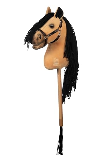 HKM - Hobby Horse Premium, Buckskin mit Halfter & Schweif, Steckenpferd für Kinder, Stockpferd + Zubehör zum Hobby Horsing, 750 gr von HKM