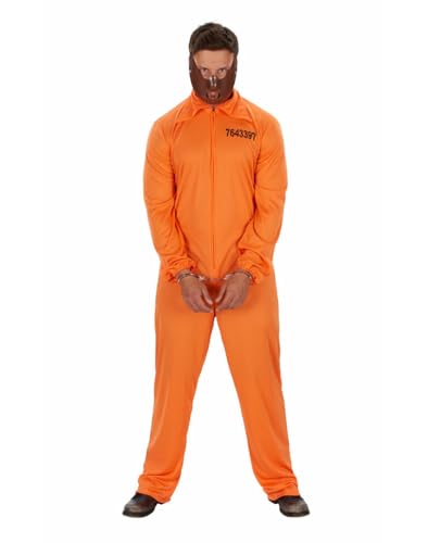 HKYFNNBW Halloween-Kostüm für Erwachsene, mit Zahlenaufdruck, langärmelig, Revers, Reißverschluss vorne, Overall, Gefängniskleidung, Orange, Herren, Größe L von HKYFNNBW