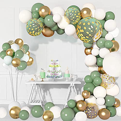 124 Stück Luftballon Girlande, Grün und Gold Konfetti Ballons Latex, Grün Luftballons Geburtstag für Hochzeit Deko, Baby Shower, Geburtstagsdeko, Jahrestag Partydekorationen von HLEIUKT