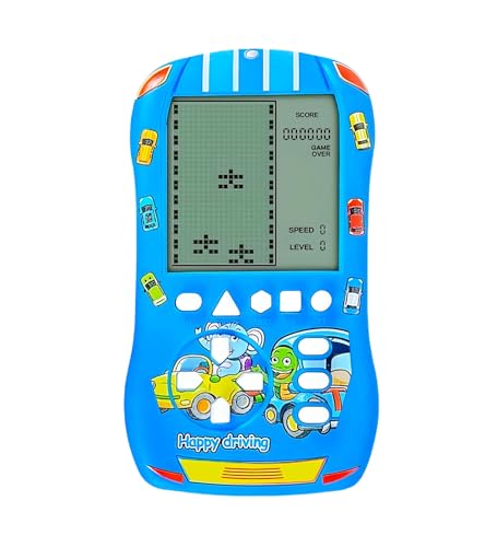 HLF Sportwagen-Optik Blockspielkonsole 23 Bausteinspiele 824 Modi Einstellbare Geschwindigkeit/Schwierigkeit 70er/80er/90er Retro-Handheld-Spiel Geschenke für Kinder/Geburtstage/Weihnachten (Blau) von HLF